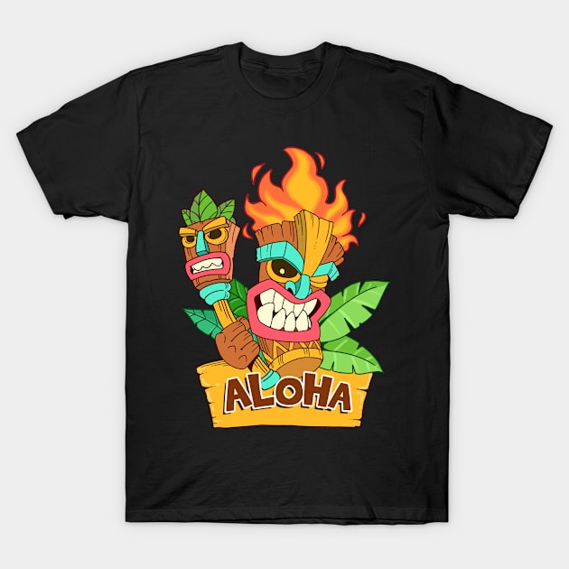 Awesome Aloha Tiki Gift Design Hawaiian Island Vacation Print T-Shirt by Linco